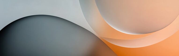 Fototapete - Abstract circular gradient featuring smooth transitions between orange, gray, and white colors creating a modern and elegant layered design