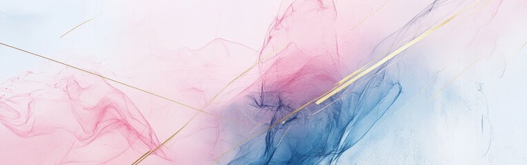 Aufkleber - Abstract pencil strokes backdrop in pastel pink and blue with golden accents for elegant design applications