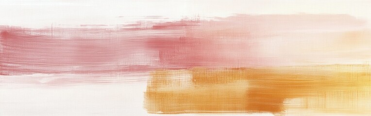 Poster - Abstract pencil strokes wash in muted amber and coral on textured canvas - soft, ethereal watercolor background