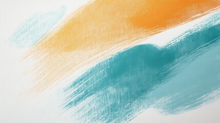 Poster - Artistic Brushstrokes on Canvas: Teal, Blue, and Orange Abstract Painting