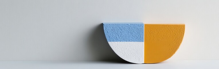 Poster - Minimalist Still Life: Abstract Geometric Sculpture with Contrasting Color Blocks Against Clean Textured Background