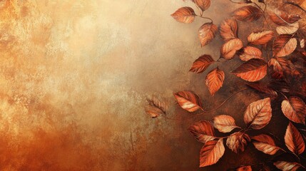Poster - Earthy brown leaves with copper highlights create a rich fall-themed background for artistic projects.