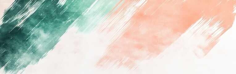 Leinwandbilder - Minimalist pencil strokes design with mint to peach color splashes to create an artistic watercolor background pattern
