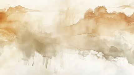 Poster - Muted sepia tones fading into sandy beige with subtle watercolor textures creating a serene, abstract backdrop for design projects