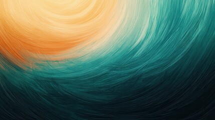 Leinwandbilder - Abstract Circular Gradient Texture with Soft Pencil Strokes Transitioning from Beige to Teal