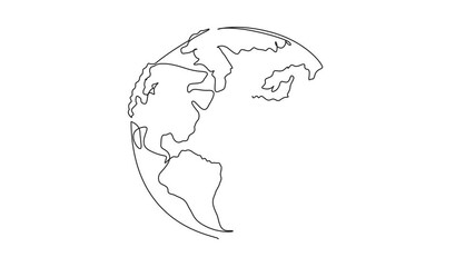 Poster - Self drawing animation of single one line drawing a globe whose islands are made of tree leaves. The symbolism of earth requires leaves to remove pollution. Go green. Earth Day. Full length animated