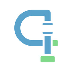 Poster - Stylized C-Clamp Illustration: A Blueprint for Precision, Engineering, and Design