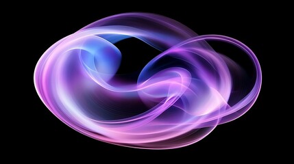 Poster - Abstract swirling light patterns in vibrant purple and blue hues against a black background