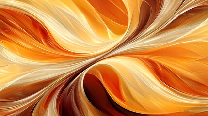 Poster - Abstract swirling patterns in warm orange and cream tones, creating a vibrant and dynamic visual