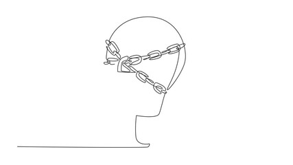 Poster - animated self drawing of single one line drawing the outer light bulb is chained around bulb and loc