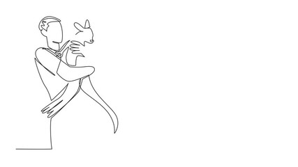 Poster - self drawing animation of single continuous line drawing man hugging kangaroo. cared for since they 