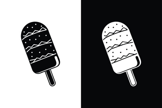 Ice Cream Popsicle Icon. Minimal Glyph Style Vector Design