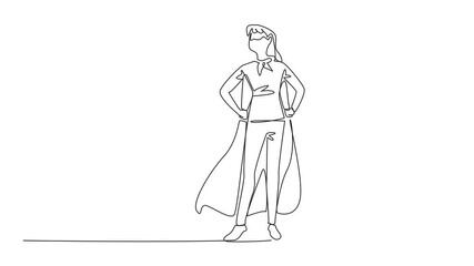 Poster - self drawing animation of continuous one line drawing mother and son stood and both hands held their