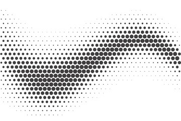 Poster - Halftone pattern wavy background. Half tone vector gradient fade. Abstract geometric border shape. Simple black dynamic curved illustration on white backdrop.