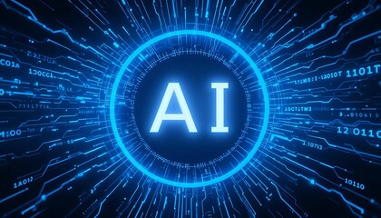 Abstract  digital on dark blue color background. AI(Artificial Intelligence) concept 
