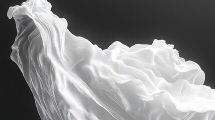 Leinwandbilder - Ethereal white fabric gracefully flowing against a dark background, creating a serene atmosphere