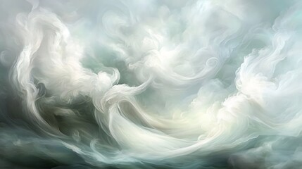 Poster - Ethereal clouds swirling in a serene sky, creating a dreamlike atmosphere with soft hues