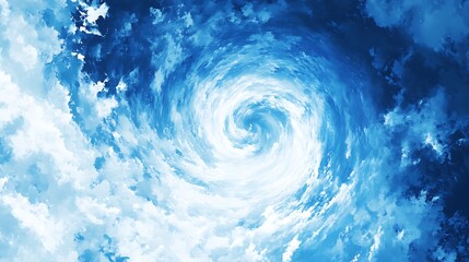 Poster - Swirling clouds in a vibrant blue sky create a mesmerizing vortex effect, evoking tranquility