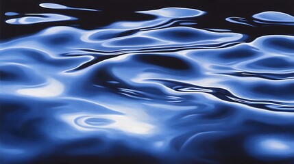 Aufkleber - Abstract blue water surface with ripples reflecting light, creating a serene and tranquil atmosphere