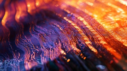 Poster - Abstract close-up of vibrant flowing colors and textures, resembling molten metal under dynamic lighting