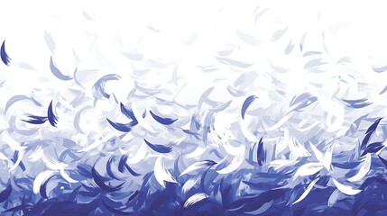 Leinwandbilder - Abstract blue and white feather-like patterns swirling gracefully in a serene background