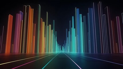 Poster - Vibrant Abstract Soundwave Visualization with Colorful Bars Representing Audio Frequencies