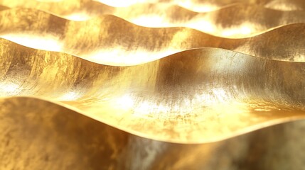 Poster - Golden undulating waves creating a shimmering texture, evoking warmth and luxury, ideal for backgrounds