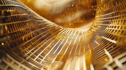 Poster - Abstract golden wave pattern showcasing intricate lines and textures, creating a sense of depth and movement