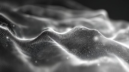 Poster - Abstract representation of flowing waves created by particles, showcasing depth and texture