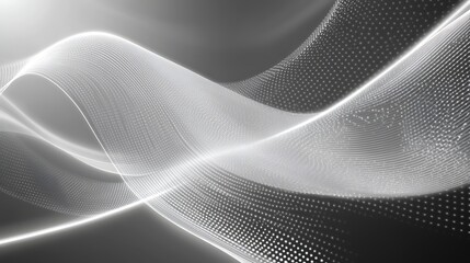 Aufkleber - Abstract black and white waves with light effects and dotted patterns creating a dynamic flow