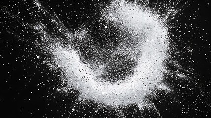Aufkleber - Abstract explosion of white powder against a black background, creating dynamic visual effects