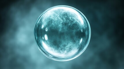 Poster - A transparent bubble floating in a misty atmosphere, creating a surreal and ethereal effect