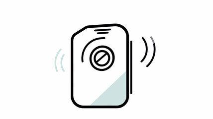 Poster - Vector Icon of Phone Speaker Vibration Concept - Minimalist Thin Line Illustration for Technology and Communication, Sound Notification and Mobile Device Alert