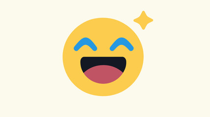 Poster - Happy and Excited Emoji Vector with Sparkling Star Eye Expression, Ideal for Communication and Social Media Designs