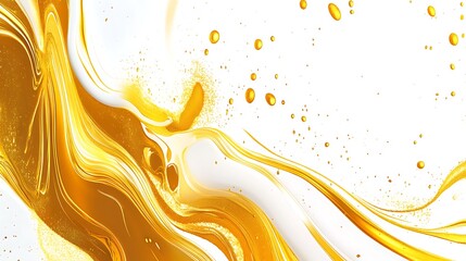Aufkleber - Abstract golden liquid swirl with dynamic movement, bright background, suitable for design and art