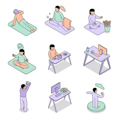 Poster - Isometric Icon Bundle Collection Visualizing Various Concepts in a Modern and Minimalist Design Style