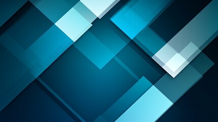 Poster - Abstract geometric pattern with layered blue and teal rectangles on a dark background, suitable for digital design