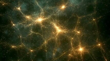 Poster - cosmic web of interconnected stars and galaxies glowing in the dark universe, showcasing celestial b