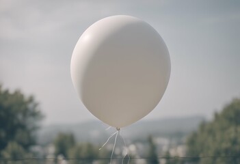 Wall Mural - huge isolated single birthday object balloon white celebrate gift happy rubber toy carnival ballon party background air ribbon fun string anniversary surprise gold holiday decoration inflatable