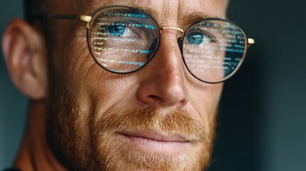Poster - Man with glasses that have the letters 