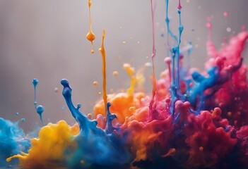 Wall Mural - explosion ink paint rainbow texture color water pink curve macro abstract concept liquid colourful b