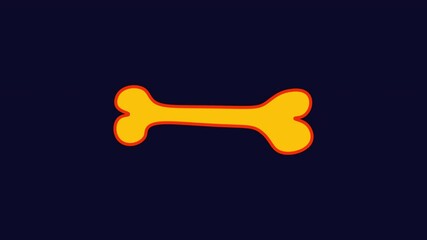Poster - Animated yellow bone icon with glitch effect. Alpha channel