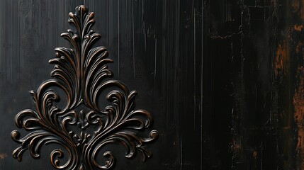 Poster - Ornate black wall panel featuring intricate floral design with a textured background, ideal for decor