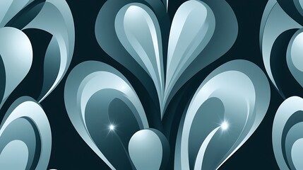 Aufkleber - Elegant abstract pattern featuring teardrop shapes in shades of blue against a dark background