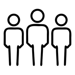 Poster - Minimalist Vector Line Art of 3 People Standing icon on Transparent Background