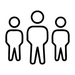 Poster - Minimalist Vector Line Art of 3 People Standing icon on Transparent Background