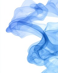 Poster - Elegant Blue Flowing Silk Fabric Abstract on White Background, Light and Airy Design for Backgrounds and Websites