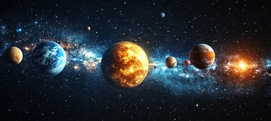 Wall Mural - planetary solar system. science galaxy astronomy. generative ai technology.
