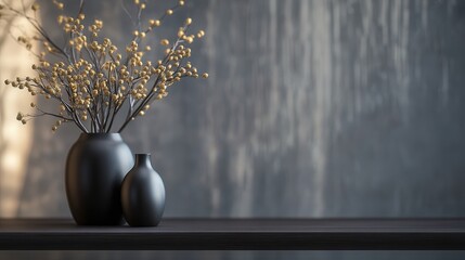 Poster - blurred bokeh background adds depth and charm to the dark wooden table, providing an elegant backdrop for presenting items with artistic focus.