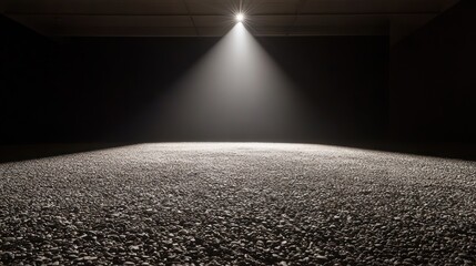 Poster - Single spotlight illuminating a dark room with a textured floor.